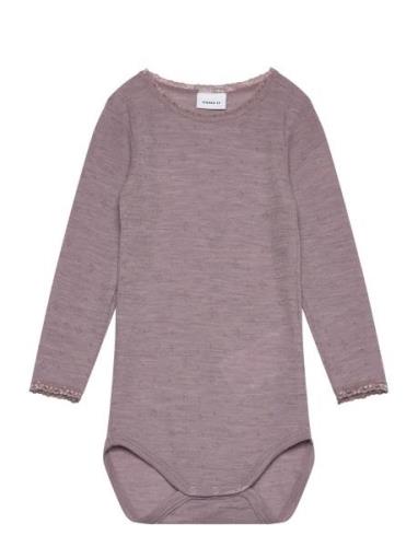 Nmfwang Wool Needle Ls Body Solid Noos Bodies Long-sleeved Purple Name...