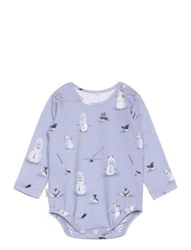 Baby Print Bodysuit Bodies Long-sleeved Blue Gugguu