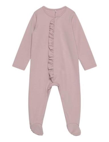 Baby Frilla Full Bodysuit Langermet Bodysuit Pink Gugguu