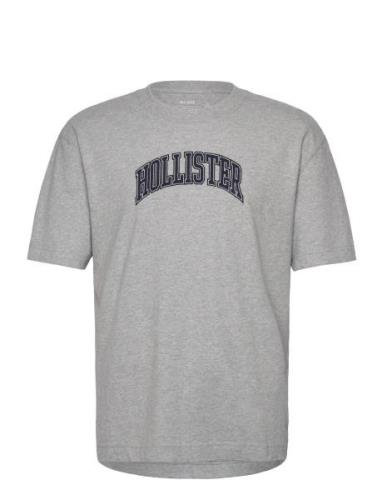 Hco. Guys Graphics Tops T-shirts Short-sleeved Grey Hollister