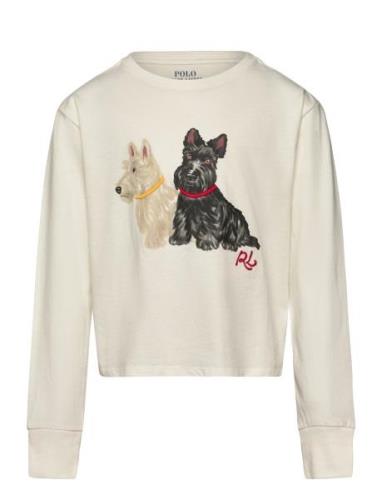 Dog-Print Jersey Boxy Long-Sleeve Tee Tops T-shirts Long-sleeved T-shi...