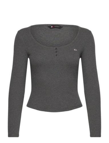 Tjw Melange Henley Ls Ext Tops T-shirts & Tops Long-sleeved Grey Tommy...