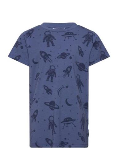 Bamboo T-Shirt Blue Astronaut Tops T-shirts Short-sleeved Blue Geggamo...