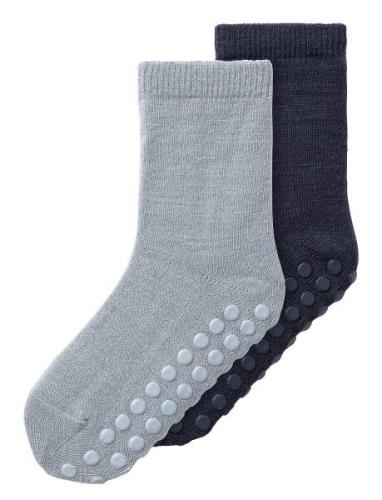 Nmmwak Wo/Bl 2P Sock W/Non Skid Sokker Strømper Navy Name It