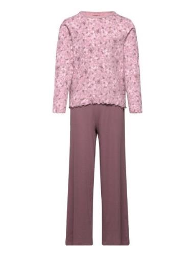 Nkfnightset Mauve Flower Loose Rib Noos Pyjamas Sett Purple Name It