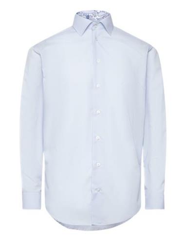 Poplin W. Paisley Contrast Tops Shirts Business Blue Bosweel Shirts Es...