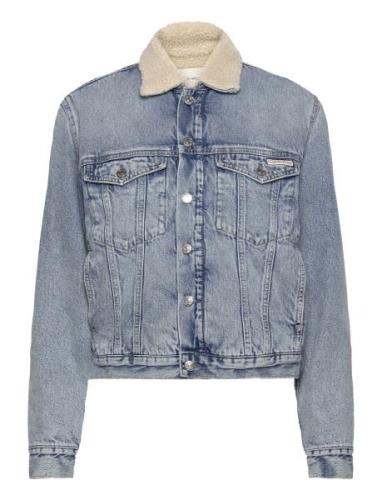 Regular Sherpa Denim Jacket Dongerijakke Denimjakke Blue Calvin Klein ...