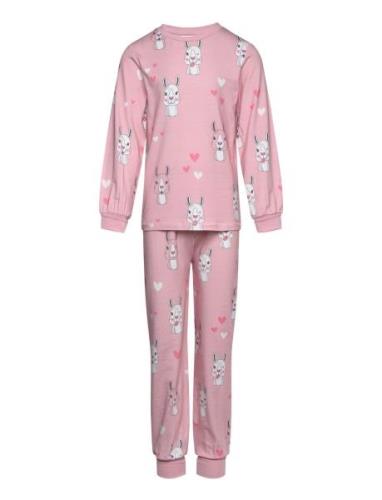 Two Piece Pyjamas Pink Lama Pyjamas Sett Pink Geggamoja