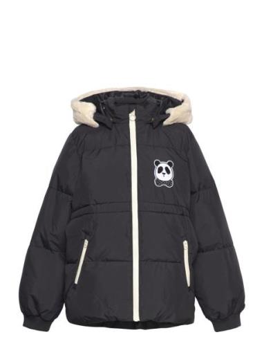 Panda Hooded Puffer Jacket Fôret Jakke Black Mini Rodini