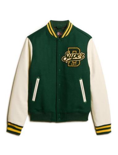 Varsity Wool Bomber Bomberjakke Jakke Green Superdry