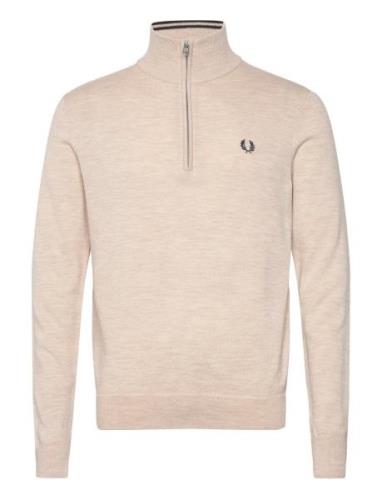 Classic Half Zip Jumper Tops Knitwear Half Zip Jumpers Cream Fred Perr...