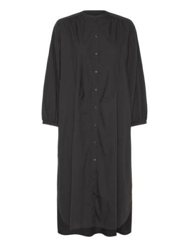 Lauren Shirtdress Poplin Knelang Kjole Black Moshi Moshi Mind