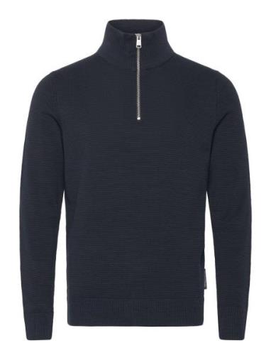 Pullover Long Sleeve Tops Knitwear Half Zip Jumpers Navy Marc O'Polo