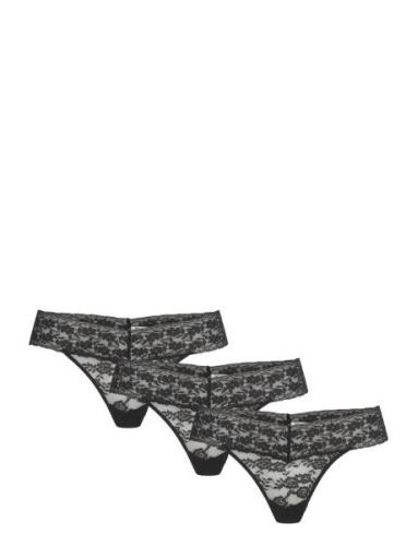 Brief Thong Low Lacey 3 Pack Stringtruse Undertøy Black Lindex