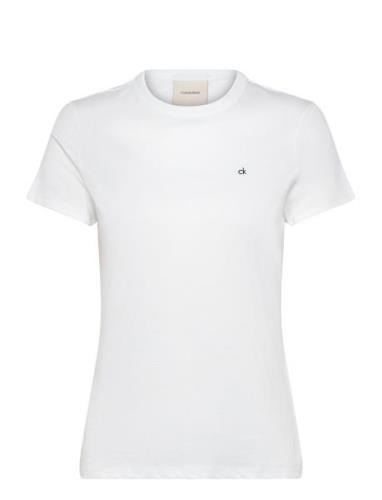 Ck Emb Graphic Slim T-Shirt Tops T-shirts & Tops Short-sleeved White C...