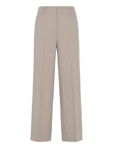 Wideleg Pleated Trousers Bottoms Trousers Suitpants Beige Mango