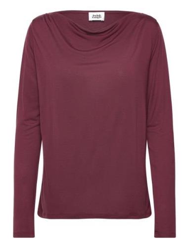 Elianna Top Tops T-shirts & Tops Long-sleeved Burgundy Twist & Tango