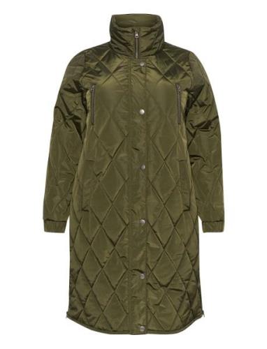 Kclinda Quilt Jacket Fôret Kåpe Khaki Green Kaffe Curve