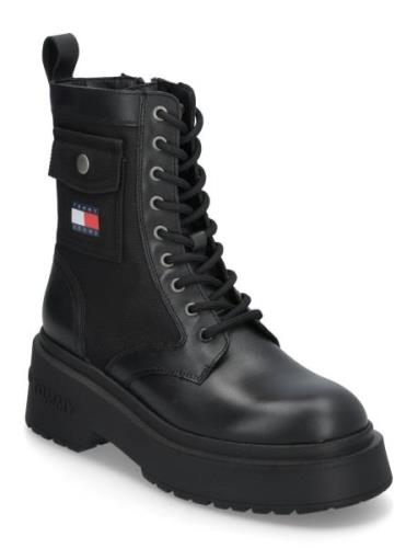 Tjw Chunky Combat Boot Shoes Boots Ankle Boots Laced Boots Black Tommy...