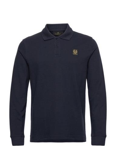 Belstaff Long Sleeved Polo Dark Ink Tops Polos Long-sleeved Blue Belst...