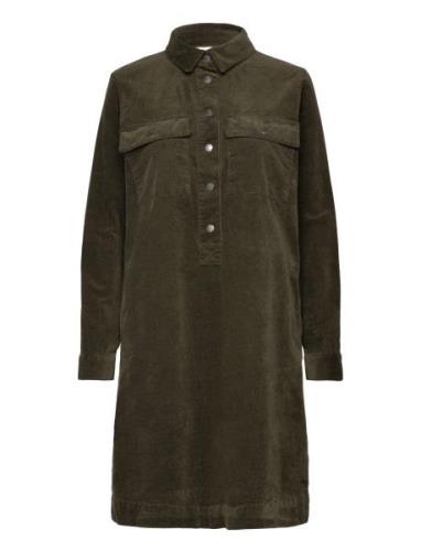 Pzsally Ls Placket Dress Kort Kjole Khaki Green Pulz Jeans