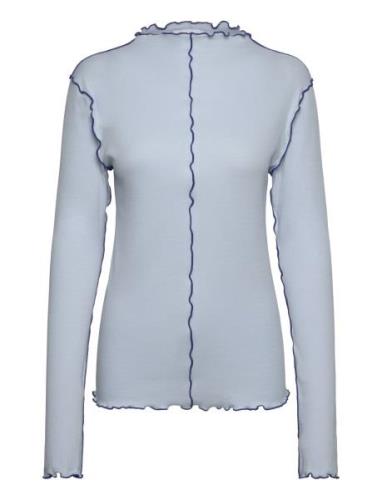 Rodebjer Columbina Rib Tops T-shirts & Tops Long-sleeved Blue RODEBJER