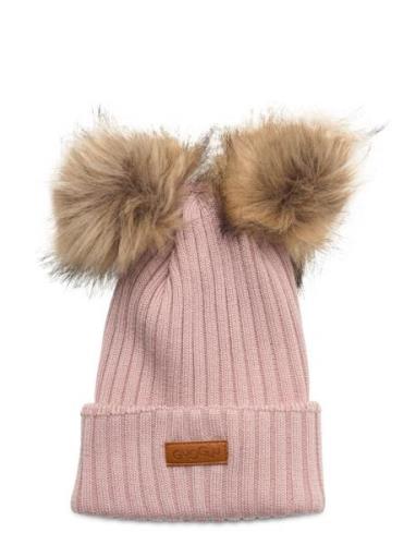 Merino Double Furry Beanie Accessories Headwear Hats Beanie Pink Guggu...