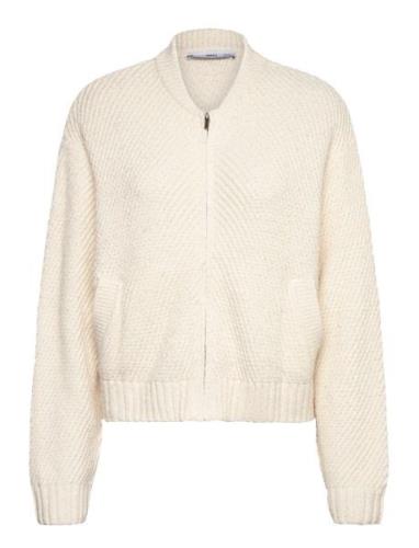 Knitted Jacket With Zip Tops Knitwear Cardigans Cream Mango