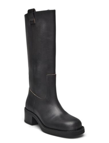 Sajan Brown Leather Boots Høye Støvletter Black ALOHAS