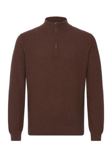 Gunvald Tops Knitwear Half Zip Jumpers Brown SIR Of Sweden