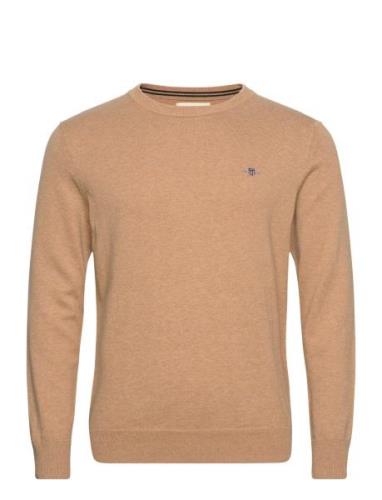 Classic Cotton C-Neck Tops Knitwear Round Necks Beige GANT