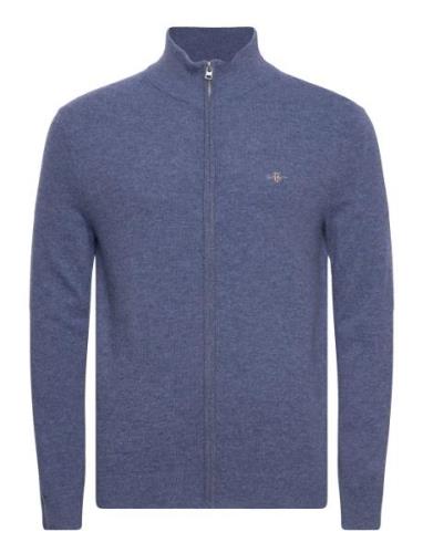 Extrafine Lambswool Zip Cardigan Tops Knitwear Half Zip Jumpers Blue G...