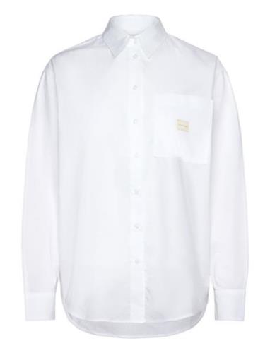 Woven Label Relaxed Shirt Tops Shirts Long-sleeved White Calvin Klein ...