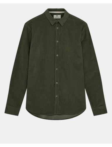 Akleif Solid Cord Shirt Tops Shirts Casual Khaki Green Anerkjendt