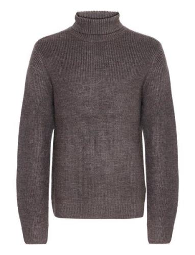 Pullover Tops Knitwear Turtlenecks Grey Blend