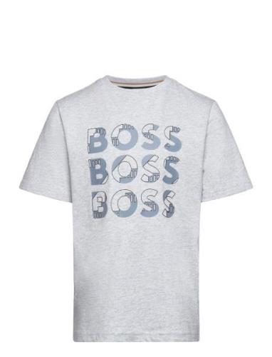 Short Sleeves Tee-Shirt Tops T-shirts Short-sleeved Grey BOSS