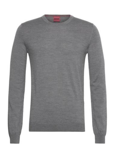 San Cedric-M1 Designers Knitwear Round Necks Grey HUGO