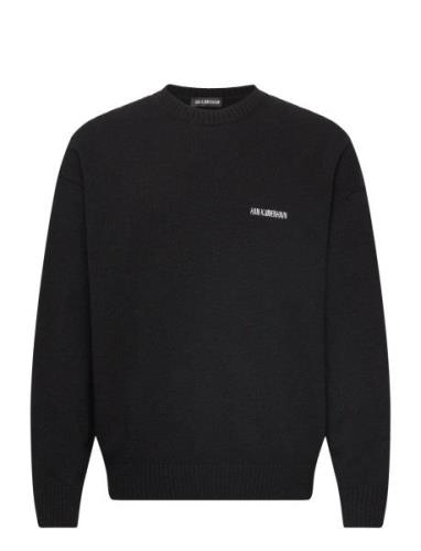 Logo Relaxed Knit Sweater Tops Knitwear Round Necks Black HAN Kjøbenha...