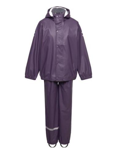 Pu Rain W. Susp. Recycled Outerwear Rainwear Rainwear Sets Purple Mikk...