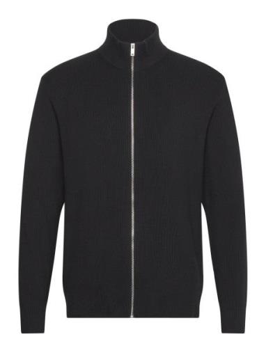 Knitted Zip Cardigan Tops Knitwear Full Zip Jumpers Black Lindbergh