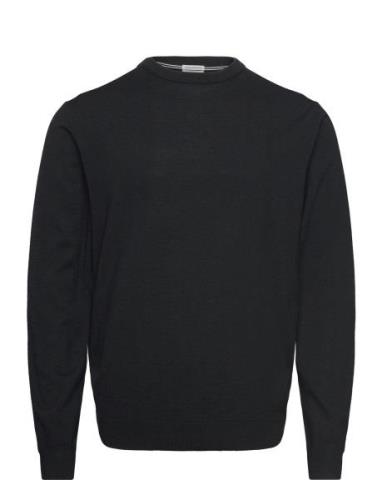 100 % Merino Crew Neck Knit Tops Knitwear Round Necks Black Lindbergh