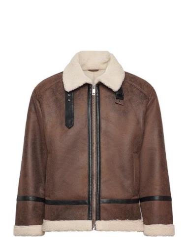 Faux Shearling Jacket Skinnjakke Skinnjakke Brown Lindbergh