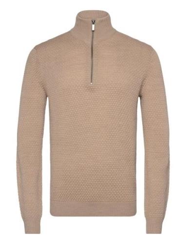 Bs Innes Regular Fit Knitwear Tops Knitwear Half Zip Jumpers Beige Bru...