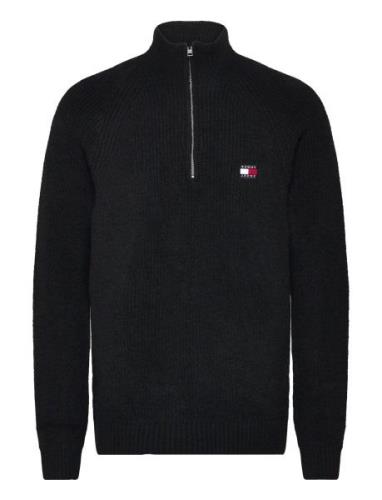 Tjm Reg 1/4 Zip Raglan Badge Tops Knitwear Half Zip Jumpers Black Tomm...