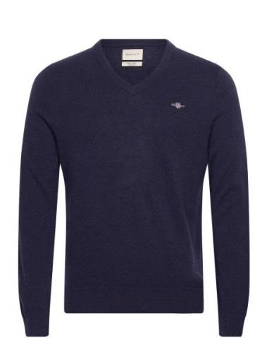 Extrafine Lambswool V-Neck Tops Knitwear V-necks Navy GANT