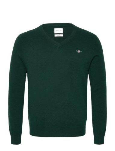 Extrafine Lambswool V-Neck Tops Knitwear V-necks Green GANT