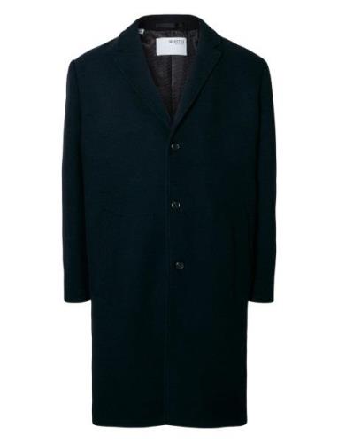 Slhmilo Overcoat Ullfrakk Frakk Black Selected Homme