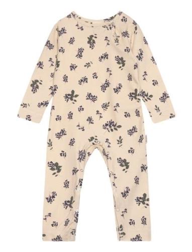 Jumpsuit L/S Printed Langermet Bodysuit Beige Petit Piao