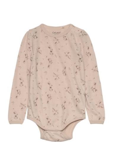 Body Ls - Aop Bodies Long-sleeved Beige CeLaVi