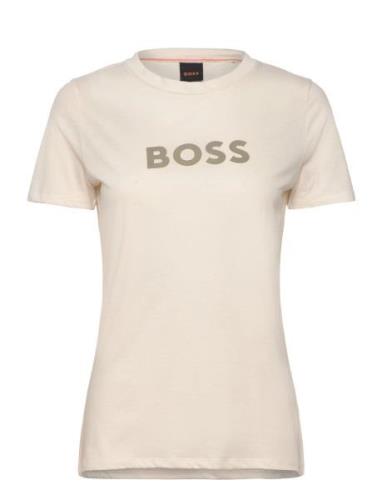 C_Elogo_5 Tops T-shirts & Tops Short-sleeved Cream BOSS